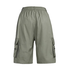 Outdoor Cargo Shorts Male Overalls Elastic Waist Cycling Shorts Multi-pockets Loose