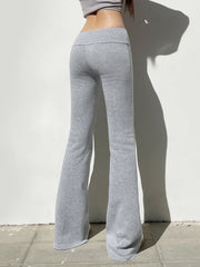 Basic Solid Flare Pants Y2K Slim Low-Waisted Boot Cut Pants