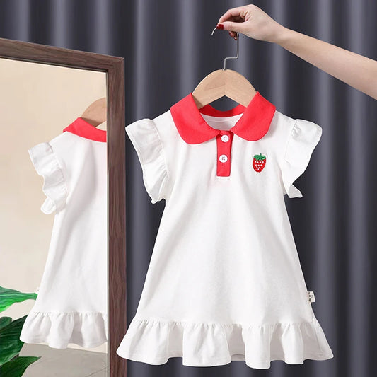 Baby Girls Dress Summer Pink Cute Elegant Princess Dress POLO Style