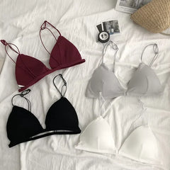 French Style Women Bra Thin Belt Bralette Girls Triangle Cup Underwear Bras
