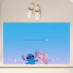 Cartoon Stitch and Lilo Cute Floor Mat Anti-Slip Bathroom Kitchen Bedroom Living Room