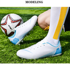 Men's Turf Soccer Shoes Kids Outdoor Long Spikes Training Ankle Football Boots