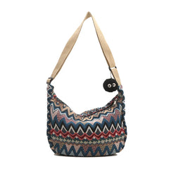 Wave Pattern Design Crossbody Bag for Women Large Capacity Canvas