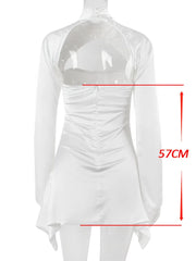 Formal attire Dresses: Long Sleeve Satin Dress White Evening Wedding Guest