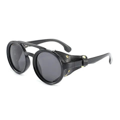 Sunglasses Men Women Classic Sun Glasses With Side Leather Round Eyewears