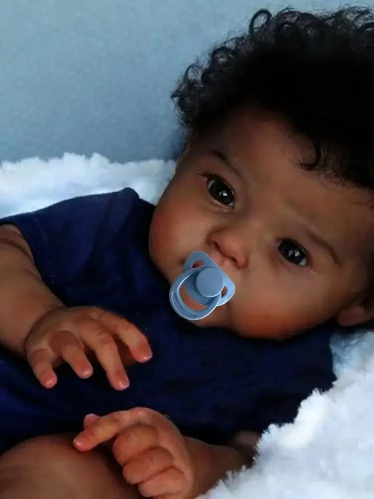 20 Inch African American Doll Raven Dark Skin Reborn Baby Doll Finished Newborn With Rooted Hair Handmade Toy For Gift