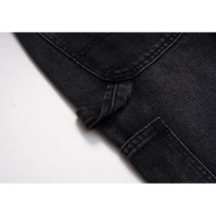 Black Micro Flare Loose Jeans Colorblock Raw Edge Bottom Tide