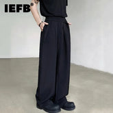 Summer Male Suit Pants Droop Solid Color Casual Straight Bottom Wide Leg