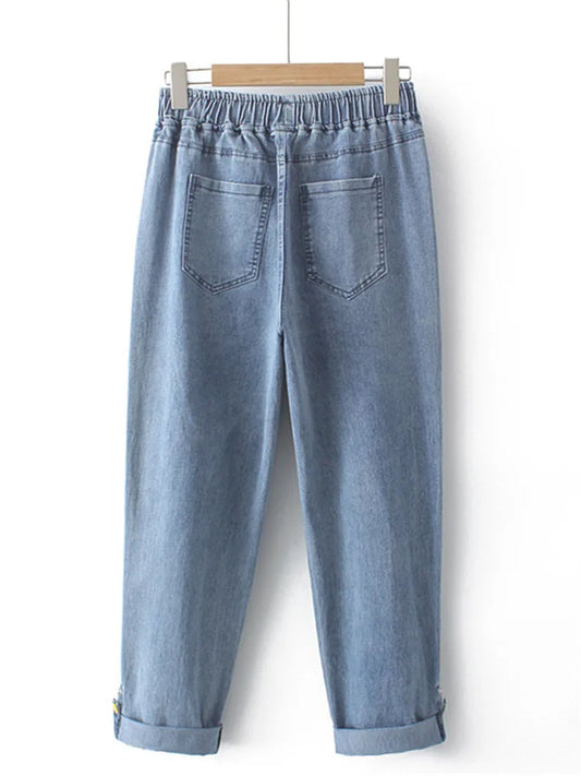 Plus Size Women's Jeans Elastic High Waist Stretch Spring Summer Stretch Denim Jeans