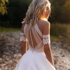 White Bridesmaid Dresses: Wedding Dress For Women A-line Boho Lace Detachable
