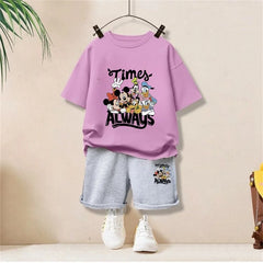 Autumn Baby Girl Boy Clothes Set Children Disney Family Printing Sweatshirt Top and Pants Bottom 2Pcs Suit Kid Cotton Tracksuit