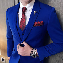 Beach Wedding Outfit Men: Men's 3-Piece Suit Set - Blazer, Vest & Trousers for Weddings