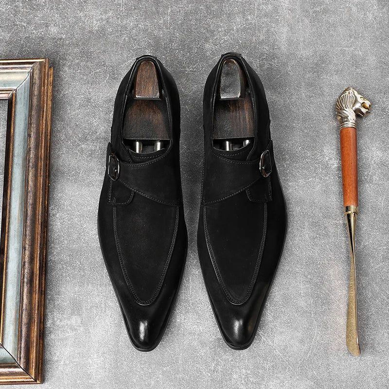 Italian Slip On Men Dress Shoes Wedding Genuine Leather Men Oxford Shoes Monk