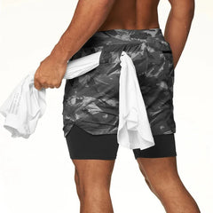 Running Shorts Men 2 In 1 Double-deck Quick Dry GYM Sport Shorts Fitness Jogging