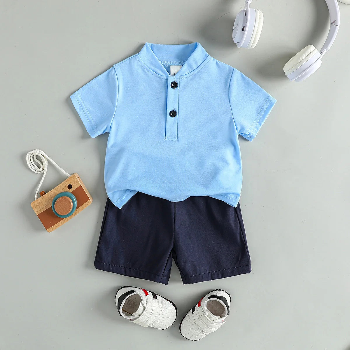 2PCS Infant Baby Boy Clothes Set White Short Sleeves T-shirt Shorts Summer Daily Casual Outfit for Toddler Suits