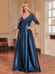 Homecoming Dresses: Sequins Evening Dress Women Satin Prom Party Gown