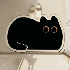 Diatomaceous Earth Bath Mat Thin Soft Bathroom Rug Cartoon Cat Diatom Mat Quick