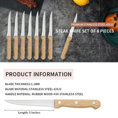 4/6/8pcs Kitchen Steak Knife Set Durable Stainless Steel 5 Inch Steak Knives Highly