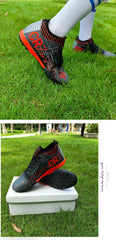 Men Soccer Shoes Turf Indoor Long Spikes High Ankle Football Field Boots