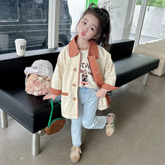 Baby Kids Jackets for Girls Trench Coat Casual Outfits Autumn Spring Tops Children Clothes