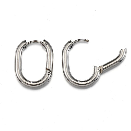 10pcs Stainless Steel Thick Wire Hoop Earrings Punk Hiphop Huggie Piercing