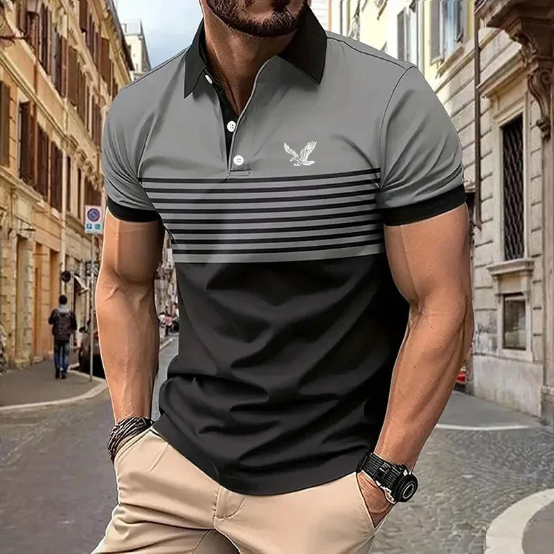 Men's Polo Shirt Golf Shirt Striped Turndown Street Casual Short Sleeve Clothing Apparel Fashion Casual Sport Comfortable