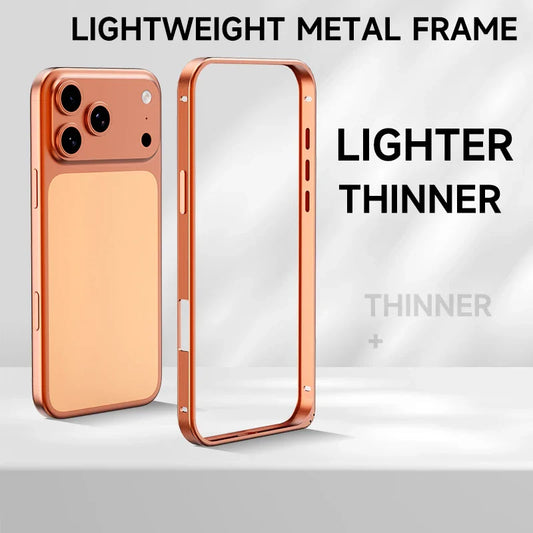 Anti-Slip Metal Frame Adhesive PE Frosted Backplate Phone Case For iPhone 17 Pro Max 15 14 13 16 Pro Max Shockproof Back Cover
