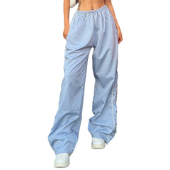 Y2K Baggy Cargo Pants for Women Drawstring Elastic Low Waist Parachute Pants
