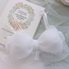 Japanese Bras Lolita Girls Folds Bow Lovely Underwear Set Mesh Sweet Rimless