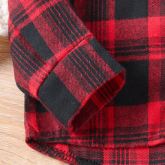 3PCS Autumn Boys Aged 2-6 Are Fashionable And Handsome, Multi-Color Plaid Hooded Long-Sleeved Top + Solid Color Pants Set