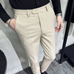 Summer Ankle Length Business Dress Pants Men Casual Office Social Suit Pant