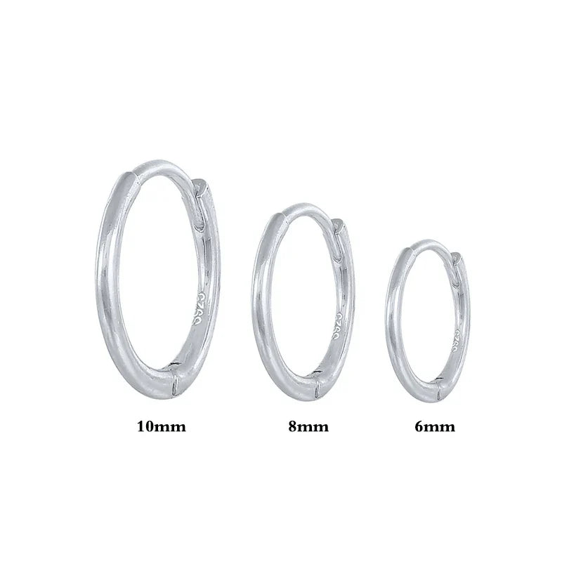 100% Real S925 Sterling Silver Jewerl Hoop Earrings For Women Girls Trendy O Shape Round Cirle Earring orecchini donna joyeria