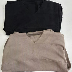 Solid Color Loose Knitted 2 Piece Sets Womens Spring Summer V-neck Half Sleeve