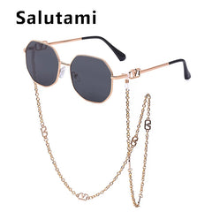 Sunglass Women Fashion Brand Alloy Small Gradient Sunglasses Chain Lady