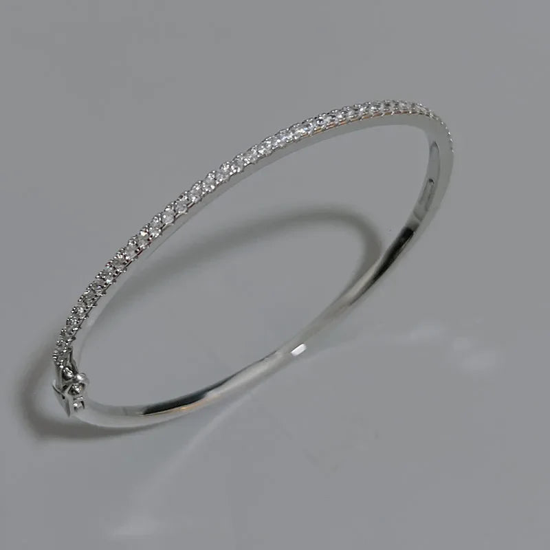 Top Quality Fashion Lovely Bangle Pure Sterling 925 Silver Jewelry For Women Design Bangle Cute Diamond Party Gift Jewelry Size6