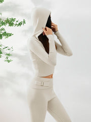 Women Cozy Ribbed Knit Long Sleeve Zip Up Hoodie with High Waist Wide Leg Pant