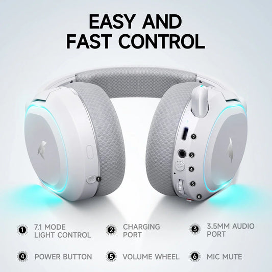 Picun G2 2.4GHz Bluetooth Wireless Gaming Headset For PC PS4 PS5 Phone Switch 5ms Low Latency 7.1 Surround Wired Headset ENC Mic