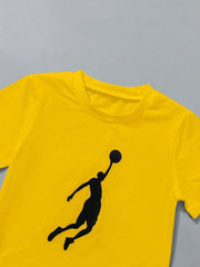 Boys Basketball Graphic Knit Pants Set, Street-Casual Style. Urban Outfit for Ages4-7, Spring-Summer