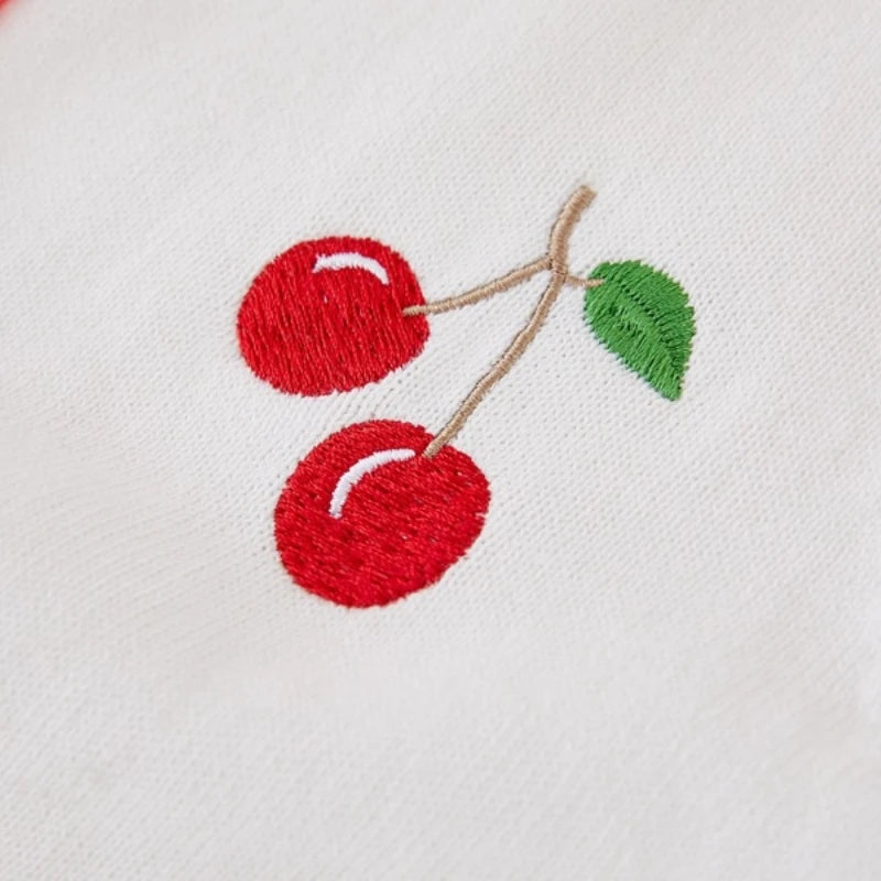 Red Cherry Cardigan for Girl's 100% Cotton Jacket Child Coat