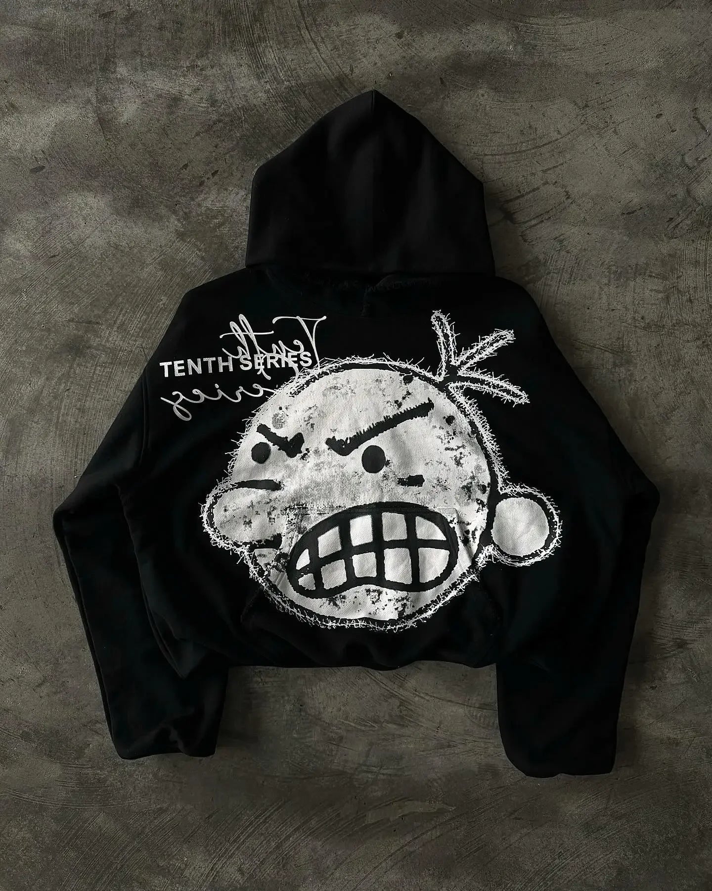 Y2K Hoodie Sweatshirt Hip Hop Retro Patch Embroidery Black Oversized