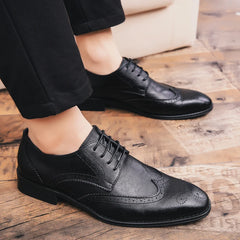Brogue Formal Shoes Men Dress Leather Shoes Fashion Men Flats Shoes
