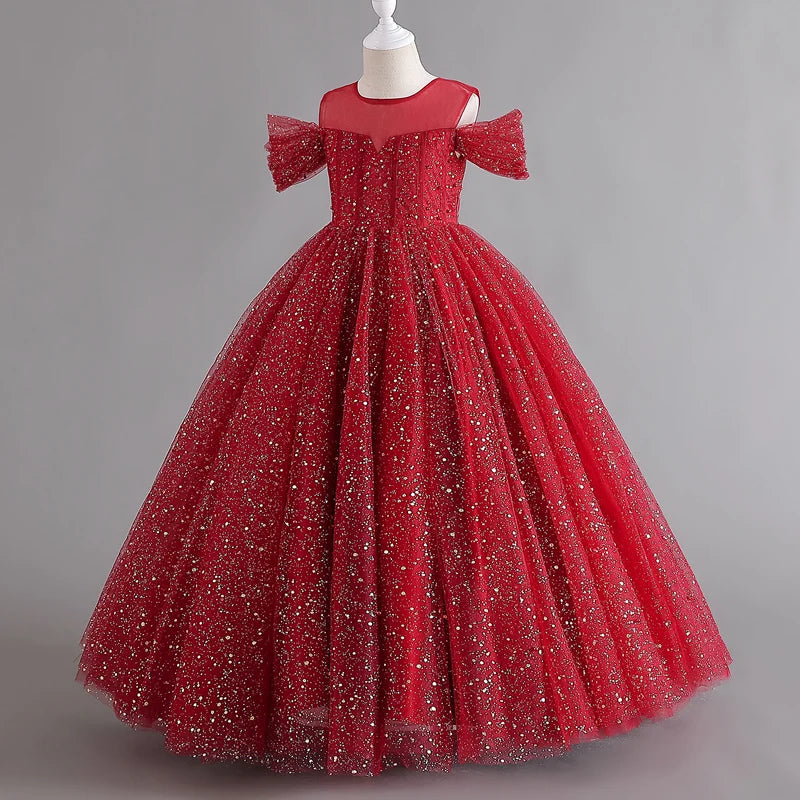 1308 Baby Dresses For Eid 2023 Girls' Sleeveless Mesh Puffy Princess Length Rainbow Skirt Dinner Piano Performance