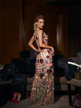 Homecoming Dresses: Flower Lace Embroidery Prom Dresses Crew-neck Evening Dress