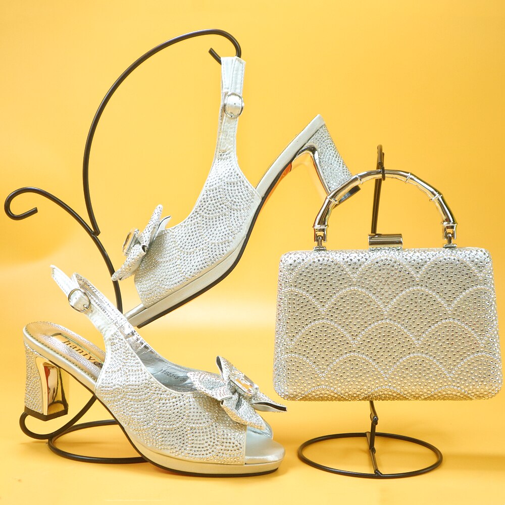 Matching Shoes and Bags: Wedding Shoes and Bag Set gold Color Italian Shoes