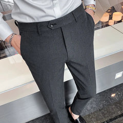 Summer Ankle Length Business Dress Pants Men Casual Office Social Suit Pant