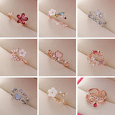 Rings for Women Girls Temperament Micro-inlaid Crystal Zircon Finger Rings Party