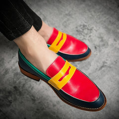 Men Formal Classic Smile Designer Leather Shoes Fashion Solid Color Loafers