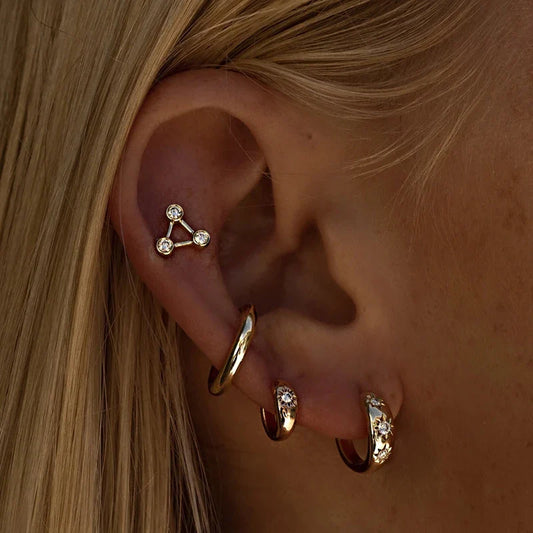 CANNER Ins Star Anise 925 Sterling Silver Earring For Women Hoop Earrings Crystal Fine Jewelry Glossy 18K Gold Mom Gift Trend