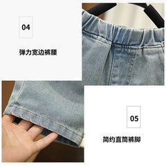 Boys Summer Clothing Set Letter Print Short Sleeved T-shirt+Denim Shorts 2Pcs Suit For 2-8 Years Kids Handsome Casual Outfit