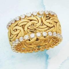 Fashion Engagement Rings for Women Gold Color Bright Zirconia